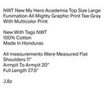 My Hero Academia NWT New Top Size Large Funimation All Mighty Graphic Print Tee Photo 1
