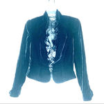Carmen Marc Valvo black velvet ruffled silk blend fitted jacket size 6 Photo 1