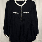 Alice & Trixie  Silk Black Cream Contrast Gold Button Blouse Small Photo 0