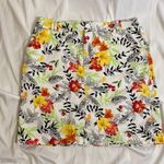 Christopher & Banks 197  Floral Tropical Vacation White Jean Mini Skirt 6 Photo 0