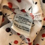 Velvet Heart Womens Cherry Print Button-Down Blouse Tie Collar M White/Red Photo 3