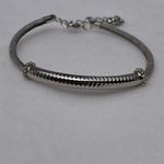 Sleek Set Of 2 Silver & Gold Tone Metal Cord Lobster Claw Clasp Bracelets Photo 2