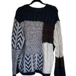 ZARA Patchwork Cable Knit Cardigan Neutral Chevron Size Large Blogger Favorite Photo 2
