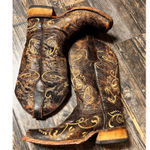 Circle G Dragonfly Boots Women 5 1/2 Square Toe Embroidered Western Cowboy Brown Photo 5