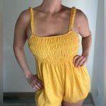 Urban Outfitters  Tie Back Romper Yellow White Embroidered Polkadot Medium Photo 4