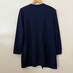 St. John Basics Santana Knit Open Front Cardigan Braided Trim Navy Size Large Photo 10