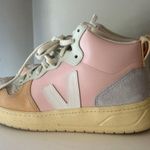 VEJA  V-15 Leather Petale White Pink Multi High Top Sneaker Photo 3