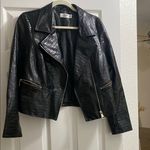 Tiger Mist Black faux Leather Croc Moto Jacket Photo 0