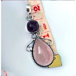 925 Sterling Silver Amethyst Rose Quartz Angel Necklace womens jewelry Pink Photo 9