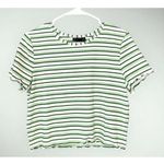 ASOS Design Green Striped Short Sleeve Cropped Ribbed Round Neck Top 10 Photo 1