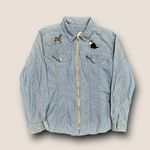 Vintage 90ās Embroidered Cats Denim Jean Jacket Blue Size M Photo 7