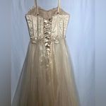 Lavetir Champagne 3D Floral Corset Top Dress | S NWT Gold Photo 6