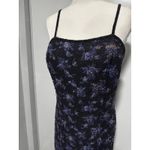 Vintage Beaded Floral Dress Purple Cocktail Party Evening Sleeveless Medium Black Photo 1