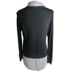 Adrianna Papell Black Striped Scoop Neck Twofer Pullover Sweater Photo 2