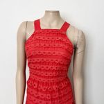 Anthropologie [] Maeve Coral Eyelet Tiered Low Back Sleeveless Midi Dress Size 4P Photo 4