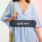 Love Riche Light Blue V-Neck Boho Whimsy Summer Beach Festival Cover Up Blouse Dress Photo 1