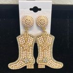 Cream & Gold Cowboy π€ Boot Earrings β¨ Photo 0