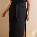 Reformation  Hosby Tie Front Ribbed Knit Black Dress Size L Photo 0