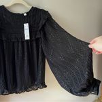 Topshop NWT Frill Yoke Long Sleeve Top Black Size 6 US Nordstrom Balloon Sleeves Photo 3