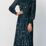 Baltic Born  Penelope Midnight Blue Velvet Floral Long Sleeve Dress Maxi Photo 0