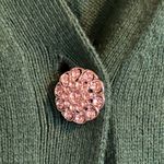 J Jill Green Cardigan Women’s Sz Small Bling Jeweled Buttons Ribbed Office Photo 3