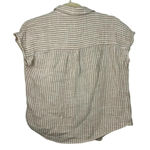 BeachLunchLounge Collection Button Up Size Small Stripes Neutral Breezy Vacay Tan Photo 2