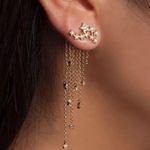 Pretty Multi Chains Rhinestones Stars Drop Dangle Earrings Gold Photo 0