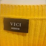 VICI Ribbed Knit Sweater size Medium Yellow Drop Shoulder Crewneck Oversized Photo 2