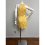 Lulus  Women Bodycon Dress XS Yellow Floral Lace High Neck Lined Party Graduation Photo 3