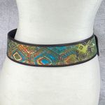 Chico's Vintage  Wide Belt Womens Small Brown Green Blue Abstract Print Casual Photo 1