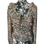 Free People Mabel Printed Blouse Ruched Ruffle Lace Up Boho Medium Floral Photo 0