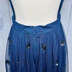 Gianni Bini  A-Line Flare Dress Navy Sequin Mesh Tulle Open Back Sz 6 Photo 12