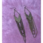 Vintage Gold Tone Dangle Chain Chandelier Earrings Boho Festival Statement Photo 1