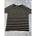 Club Monaco  Womens Striped Metallic Gold Black Top‎ Raglan Sleeve Size Large Photo 6