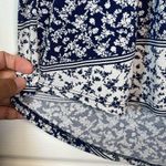 Elle  Short Sleeve Navy Blue White Short Sleeve Blouse Size XL EUC #0668-AZ Photo 2