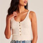 Abercrombie & Fitch  Cream Knit Tank Crop Top Front Buttons | S Photo 0
