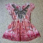 One World  Pink Sequin Artsy Boho Floral Indie Flowy Pink White Silver Brat Sz M Photo 0