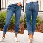 Judy Blue Jeans Slim Fit Cropped Ankle Plaid Detail Distressed Womens 24" Waist Photo 1