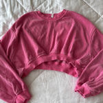 Glam Pink Waffle Knit Cropped Sweatshirt Photo 0
