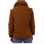 Anthropologie MARRAKECH Sz S Women's Brown Fuzzy Sherpa Moto Jacket Photo 1