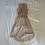 Entro  Taupe Beige High Low Silk Like Flowy Striped Dress Medium Photo 2