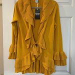 NWT Monroe & Main size medium ruffle tie front cardigan Yellow Photo 0