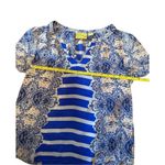 Maeve Anthropologie Archivist Blue Floral Stripe 100% Silk Shirt Blouse Size XS Photo 6