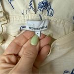 We Wore What From Me To You White Blue Floral Linen-Blend Overalls M Photo 3