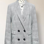 Sanctuary Gray Plaid Double Breasted Blazer Tailored Work Office Jacket Small Photo 0