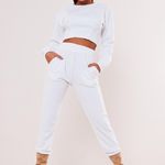 Missguided White Cropped Sweatshirt Size 4 Photo 0