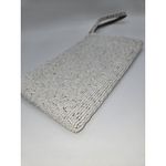 Handmade Vintage White Beaded Wristlet Clutch Mother of Pearl Accents Evening Bag Photo 2