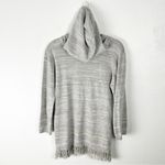 Tommy Bahama Anacapa Silver Linen Blend Fringe Trim V-Neck Hooded Sweater Small Photo 1