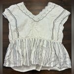 Anthropologie  Top Blouse Women’s XS Beaded Peplum White Photo 2
