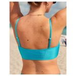 Aerie NWT  Shine Rib Bandeau Bikini Top Barbados Blue Swimsuit Beach Surf Size S Photo 1